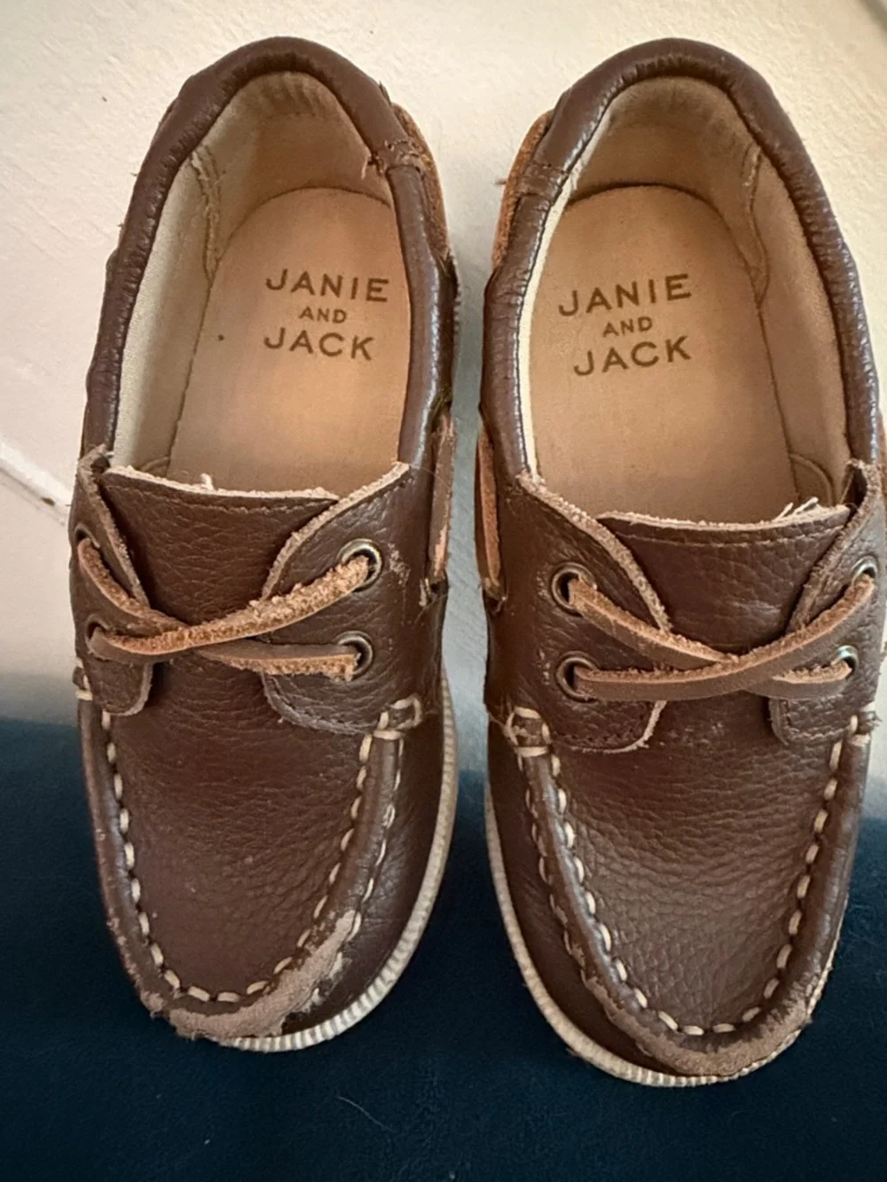Janie and Jack Brown Leather Boat Shoes size 8